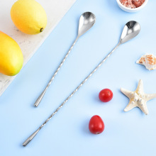 304不锈钢长柄吧勺螺旋纹调酒棒搅拌长柄匙 冷饮鸡尾酒调酒勺