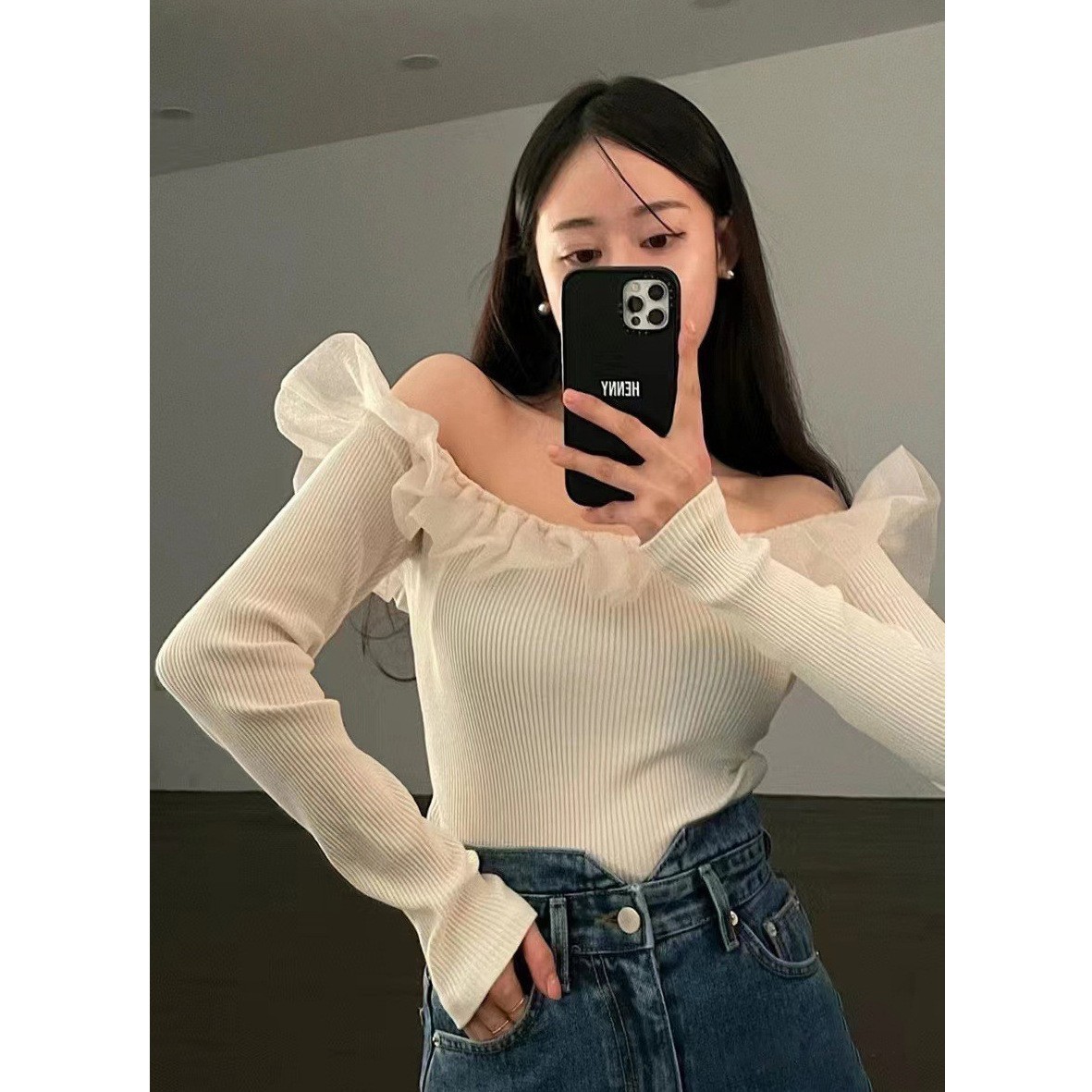 Autumn design elegant knitted long-sleeve