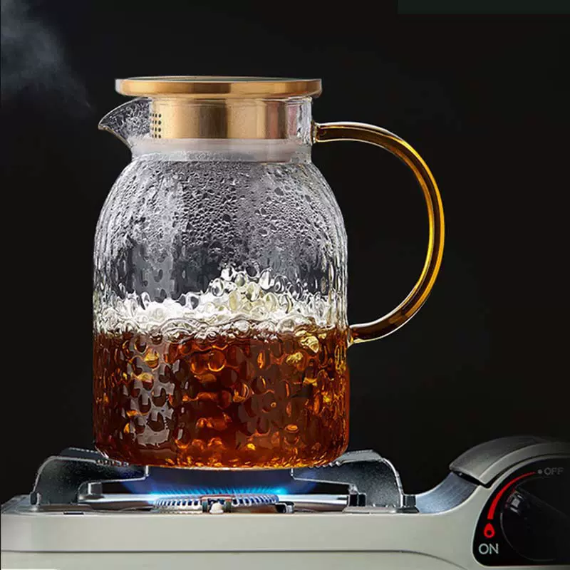 玻璃壶凉水壶 日式冷水壶玻璃家用凉杯果汁壶大容量装水茶壶锤纹