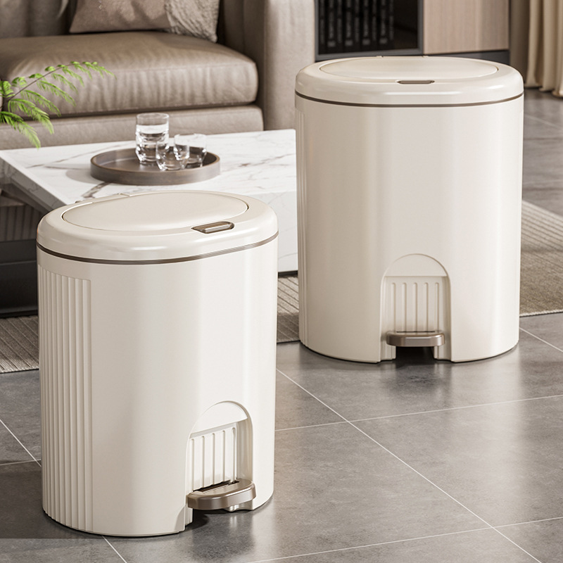 Simple Foot-Operated Trash Can with Large Capacity, Lid, Anti-Odor Feature, High-End Feel, Pop-Up Lid, Double-Opening Trash Bin for Bathroom Simple Foot-Operated Trash Can with Large Capacity, Lid, Anti-Odor Feature, High-End Feel, Pop-Up Lid, Double-Opening Trash Bin for Bathroom