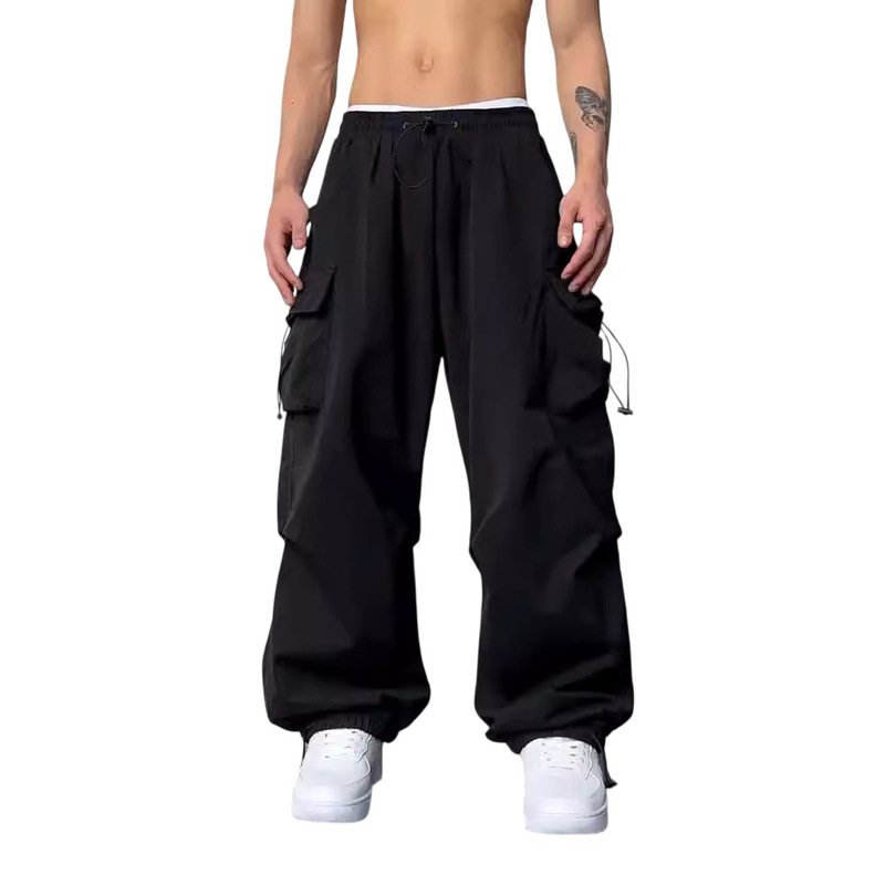 Multi-pocket cargo jogger pants for men and women, solid color drawstring loose casual long pants, outdoor functional cargo jogging pants Multi-pocket cargo jogger pants for men and women, solid color drawstring loose casual long pants, outdoor functional cargo jogging pants