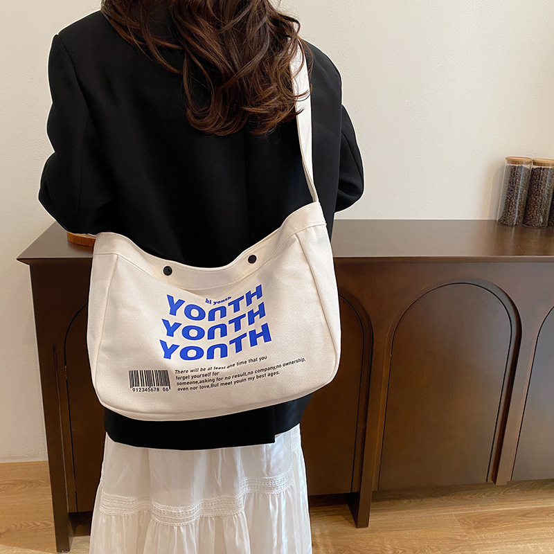 Korean-style canvas bag, artistic Japanese-style Instagram simple single-shoulder bag, school student schoolbag, men's large-capacity commuting bag undefined