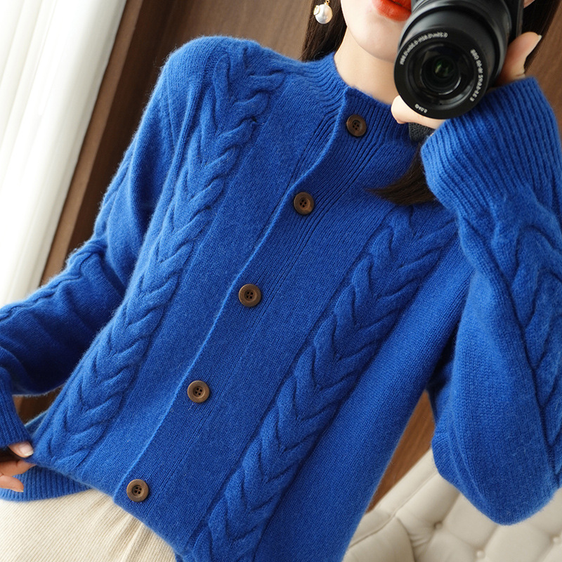 Damenbekleidung Lazy Style Pulloverjacke mit V-Ausschnitt, verdicktes Design, Strickjacke, stylisches Oberteil_voghion.com