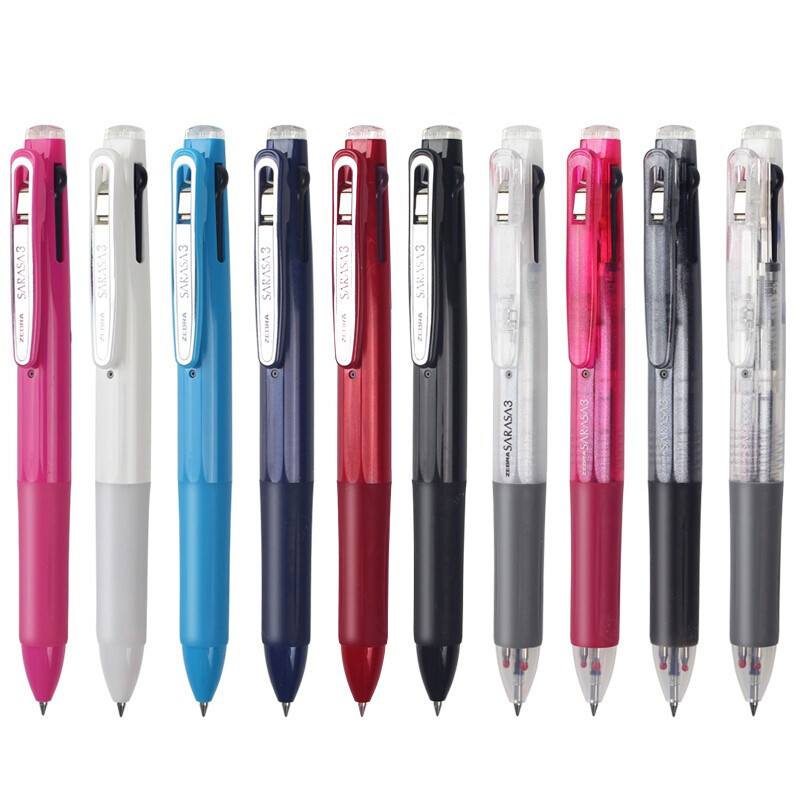 日本ZEBRA斑马中性笔多功能三色笔按动式J3J2三合一考试刷题笔0.5