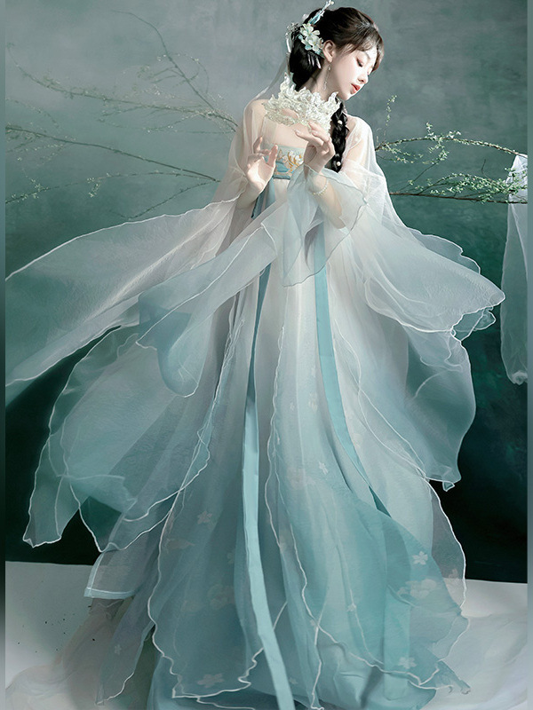 2025原创汉服女箐芙蓉唐制破烂大袖衫花瓣裙齐胸诃子裙仙气春秋|undefined