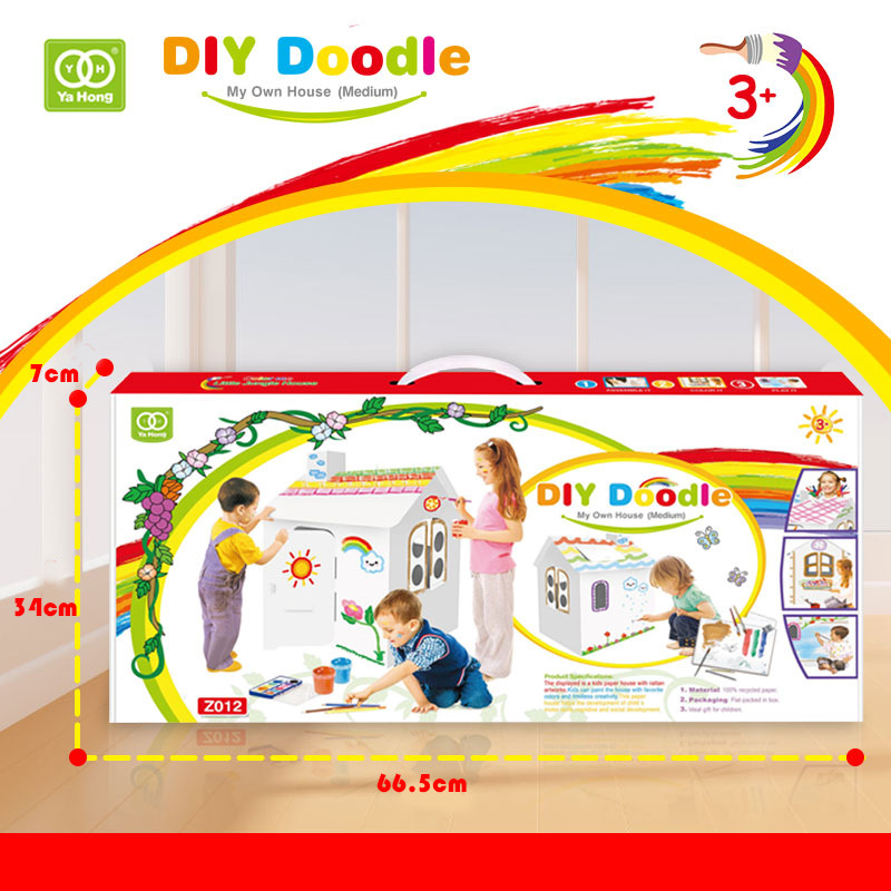 국경 간 어린이 DIY 낙서 판지 방 성 장난감 집 교육 조기 교육 그림 장난감 부모-어린이 대화 형 폭발