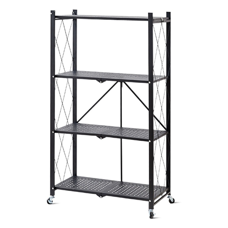 Estante plegable de instalación gratuita, piso de cocina, tablero de agujeros multicapa, horno microondas doméstico, utensilios de cocina, estante de almacenamiento para horno