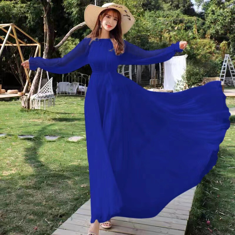 2025 Extra Long Extra Large Swing Chiffon Skirt Large Size Vacation Beach Skirt Bohemian Floral Swing Fairy Long Skirt