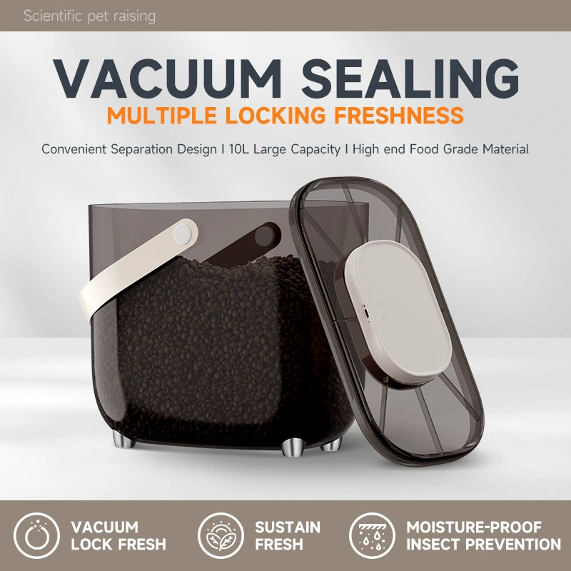 Вакуумный контейнер для хранения корма для кошек и собак, большой объем, отрицательное давление, сохраняет свежесть корма для кошек, влагонепроницаемый, защищает от насекомых, герметичный контейнер, электрический контейнер для корма для домашних животных.