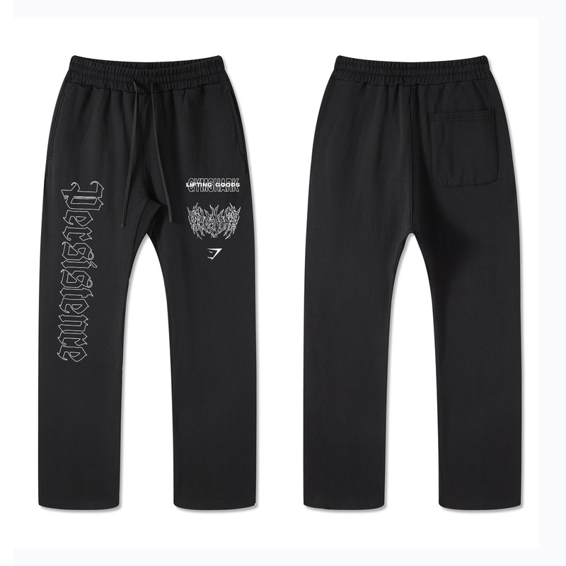 gymshark Shark Fashion Classic Fitness Straight Pants Heavy Trousers plus size Men's Sports Leisure