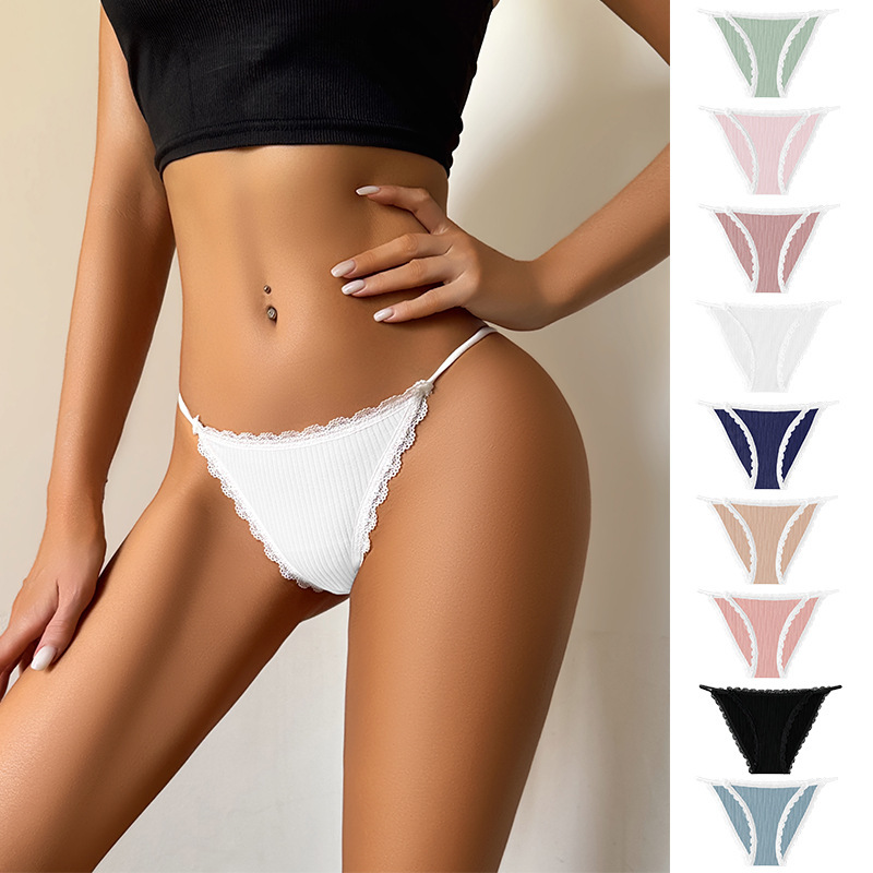 Cross-Border Amazon European and American Size Lace-Trimmed Women's Panties with Thin Straps, Ribbed Cotton Crotch, Quick-Dry, Plus Size, Foreign Trade Wholesale Cross-Border Amazon European and American Size Lace-Trimmed Women's Panties with Thin Straps, Ribbed Cotton Crotch, Quick-Dry, Plus Size, Foreign Trade Wholesale