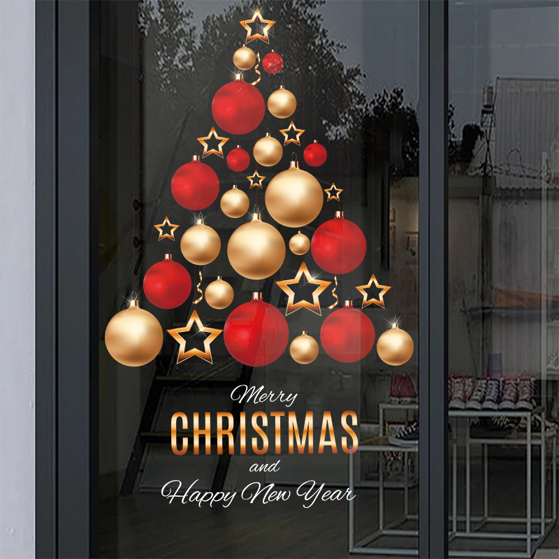 クリスマス装飾品ガラスドアシール店舗デパートクリスマスギフトボックスクリスマスツリー雰囲気配置静電シール|undefined