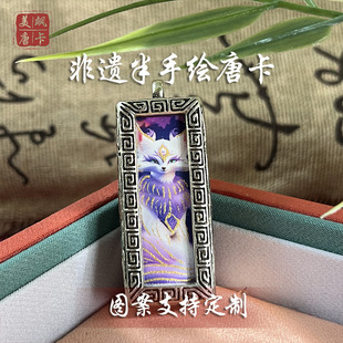Beautiful Thangka Semi-Hand-Painted Xizang Craft Small Phoenix Nine Thangka Gauwu Box Pendant Xizang Ethnic Style Painting Box Hanging Ornament