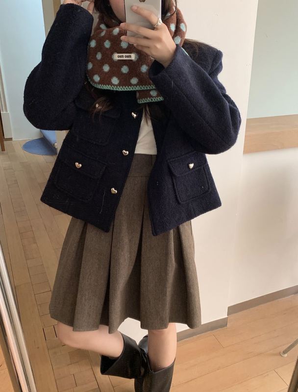 秋冬新款含羊毛小香风毛线锁边圆点围巾显白ins高颜值女学生保暖|undefined