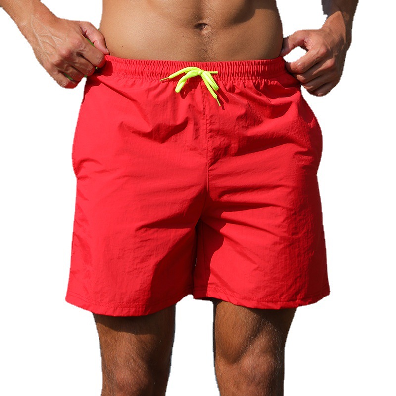 Europa y América más tamaño transfronterizo color sólido de los hombres de cinco puntos pantalones de playa de verano de secado rápido pantalones cortos de natación impermeable al aire libre ocio image 5