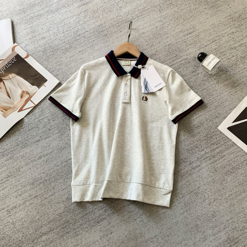 Hazzys/ハギス 25 夏新作レディースカジュアル半袖 Tシャツポロラペルトップドロップシッピング|undefined