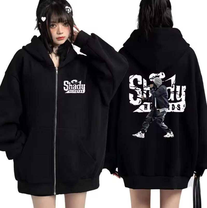 Slim Shady Music Album Rap Graphic Cardigan Sweatshirt Hip-Hop Singer Eminem Zipper Hoodie