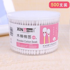 綿棒500本の円筒に二頭の木の棒の綿棒を入れて、耳をきれいにして化粧を落とします。綿棒の卸売りです。
