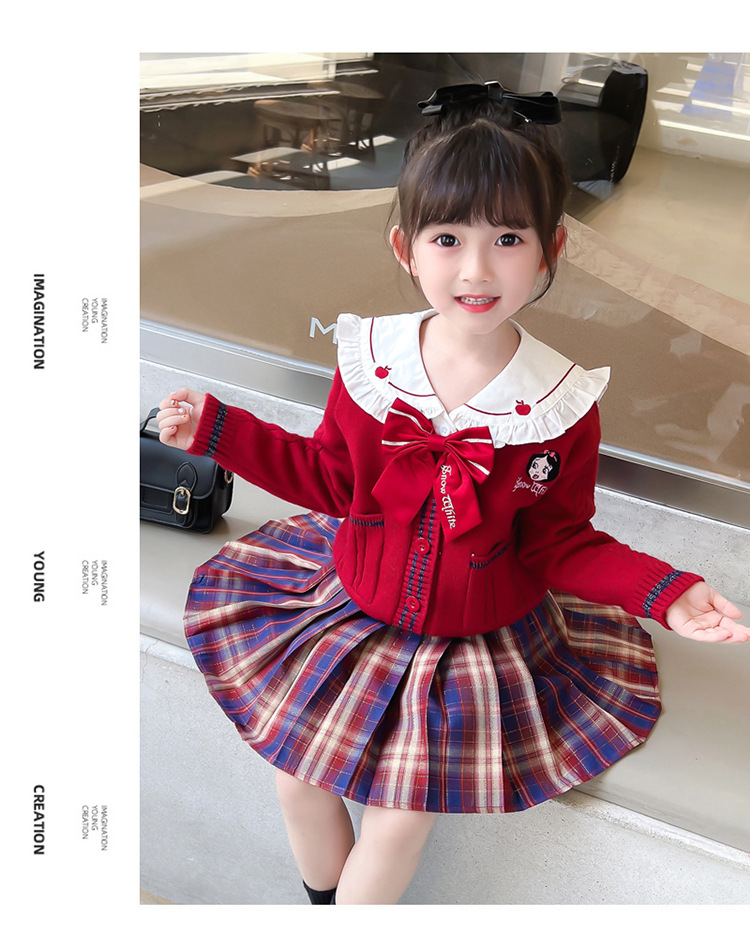 Niña otoño vestido 2022 nuevo niño aire chic suéter overfalda otoño bebé JK uniforme set pic 14