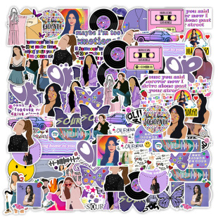 50 Cartoon Purple Sour Waterproof stickers Tablet Mobile Phone Water Cup Stationery Luggage Decoration sticker