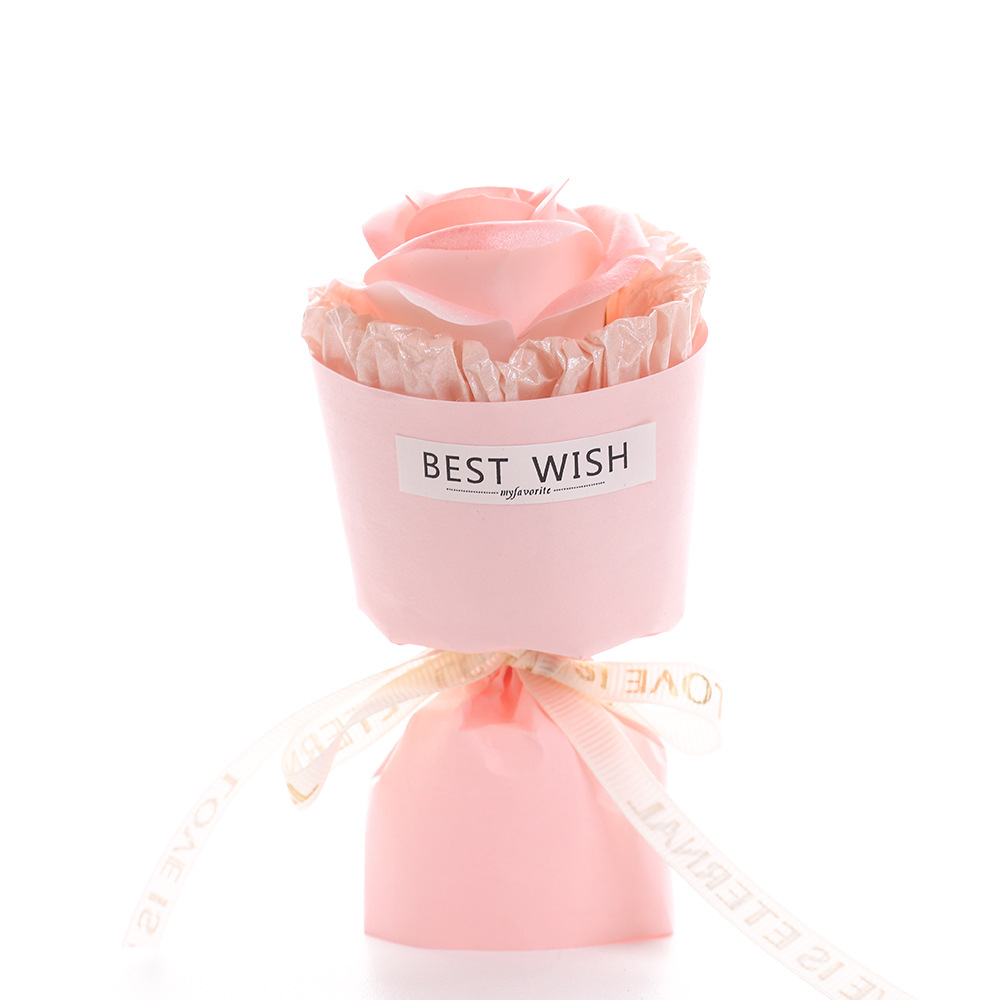 Día de San Valentín mini bolsillo de coche rosa jabón pequeño ramo de flores decoración para la esposa de la mano mano regalo