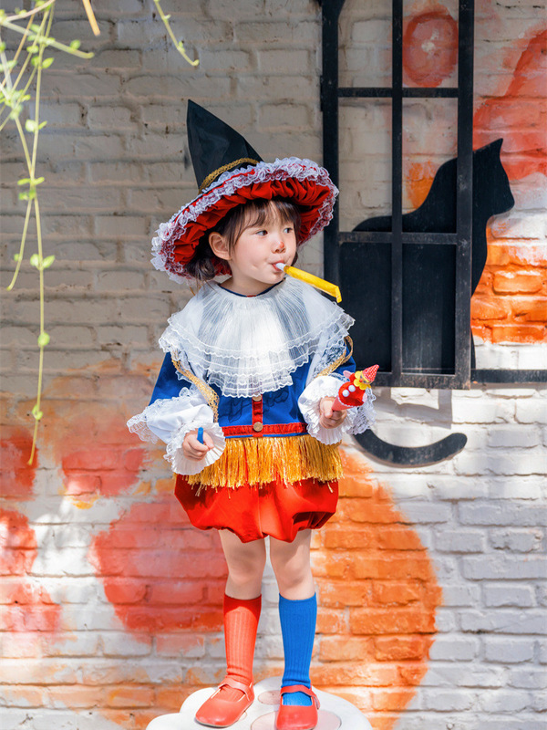 サーカスの道化師のスーツの子供のCOS男の子の女の子のハロウィンの子供の祝日4服の5カボチャのズボンの色合わせ6|undefined