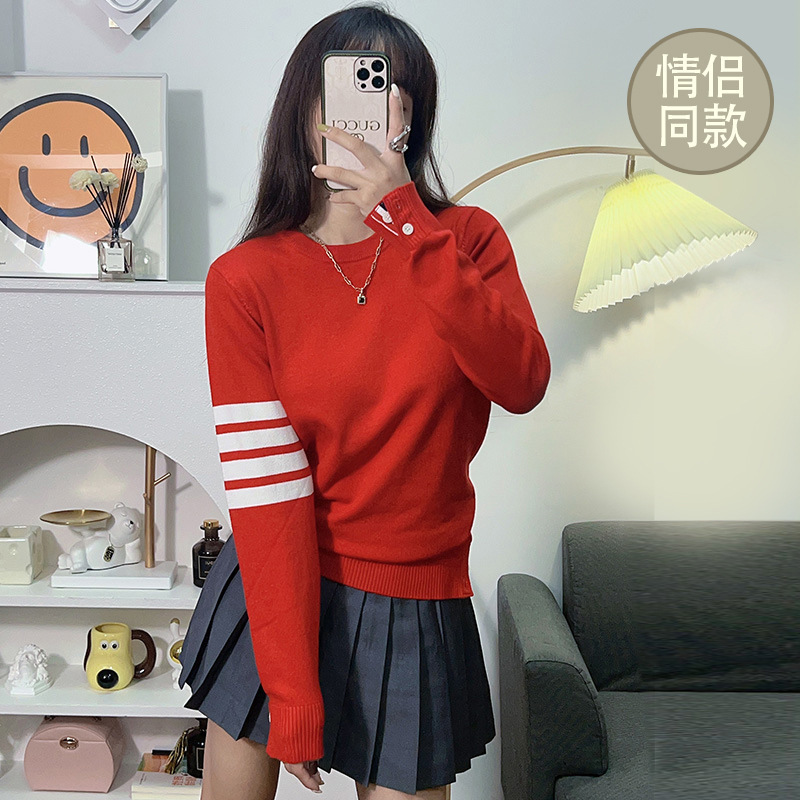 Tb Couple Sweater for Women 2025 New Autumn and Winter High-End Spring Red Knitwear for the Year of the Snake