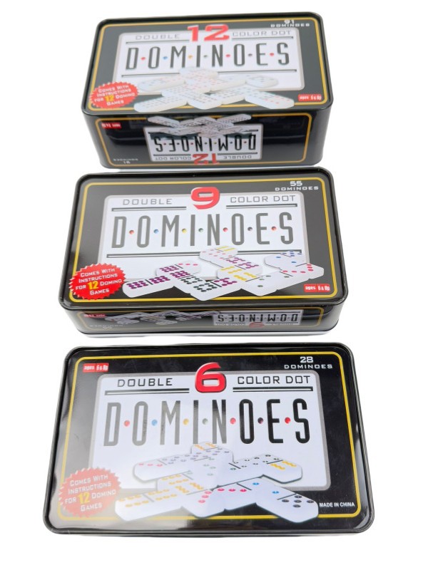 Domino caja de hierro melamina juegos de puzzle interactivo padres-hijos ajedrez fábrica de comercio exterior al por mayor