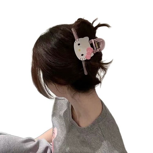Hellokitty cute and sweet new style clip female niche high-end sense back head shark clip hair volume and hair accessories
