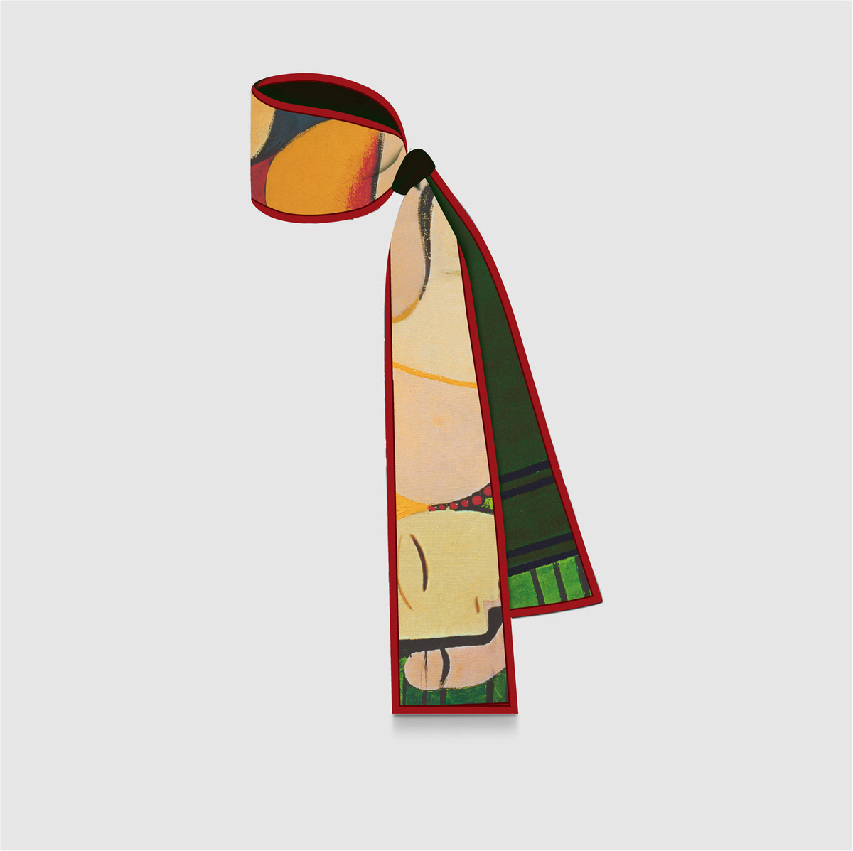 Estilo nacional pintura al óleo serie pequeña bufanda de seda larga delgada cinta estrecha bolsa atada bufanda decorativa manejar cinta