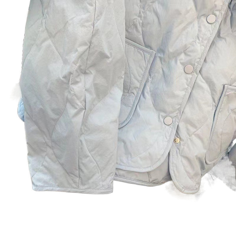 温柔风蓝色菱格棉衣棉服女冬季年新款设计感小众保暖夹棉外套|undefined