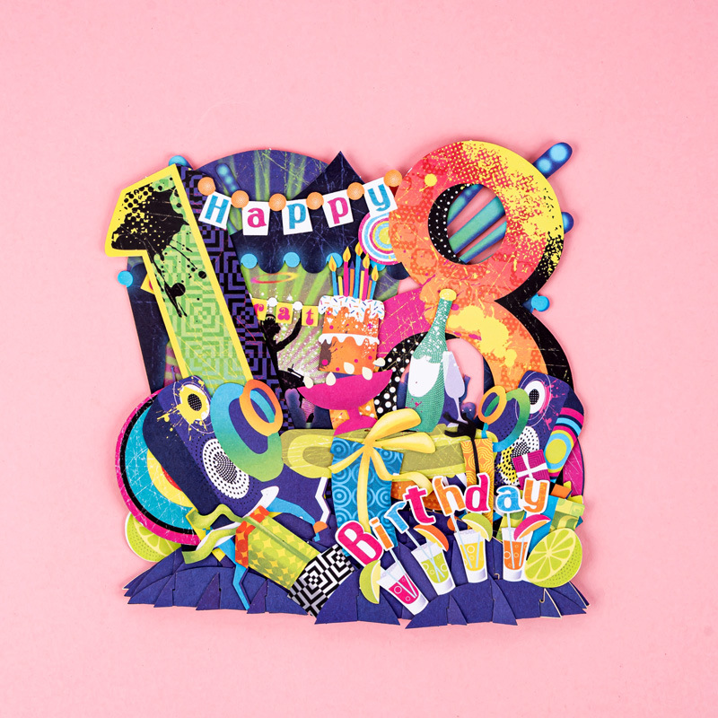 Nuevo 18 años panal tridimensional decoración tarjeta de cumpleaños