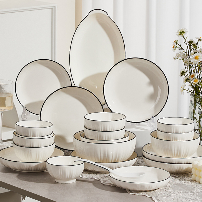cubiertos de cerámica de color esmaltado, platos, platos y palillos, conjuntos de platos y platos domésticos, platos domésticos, 2024 nuevos platos de arroz