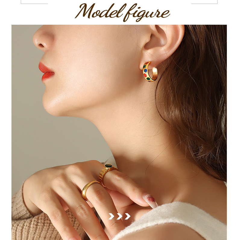 Simple Style C Shape Titanium Steel Plating Earrings 1 Pair