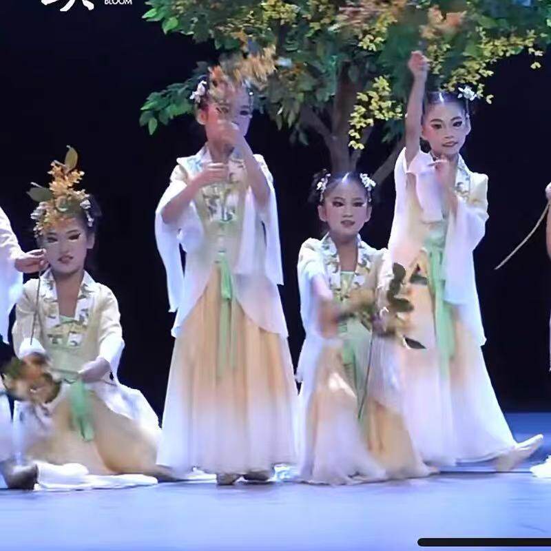 New Hanfu with Osmanthus Design for Autumn, Classical Dance Costumes, Chinese Style Dance Costumes, Small Orchid Children's Group Dance Costumes New Hanfu with Osmanthus Design for Autumn, Classical Dance Costumes, Chinese Style Dance Costumes, Small Orchid Children's Group Dance Costumes