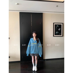 Skk Store 巴家私服 章若楠同款360G定染撞色套头卫衣外套女