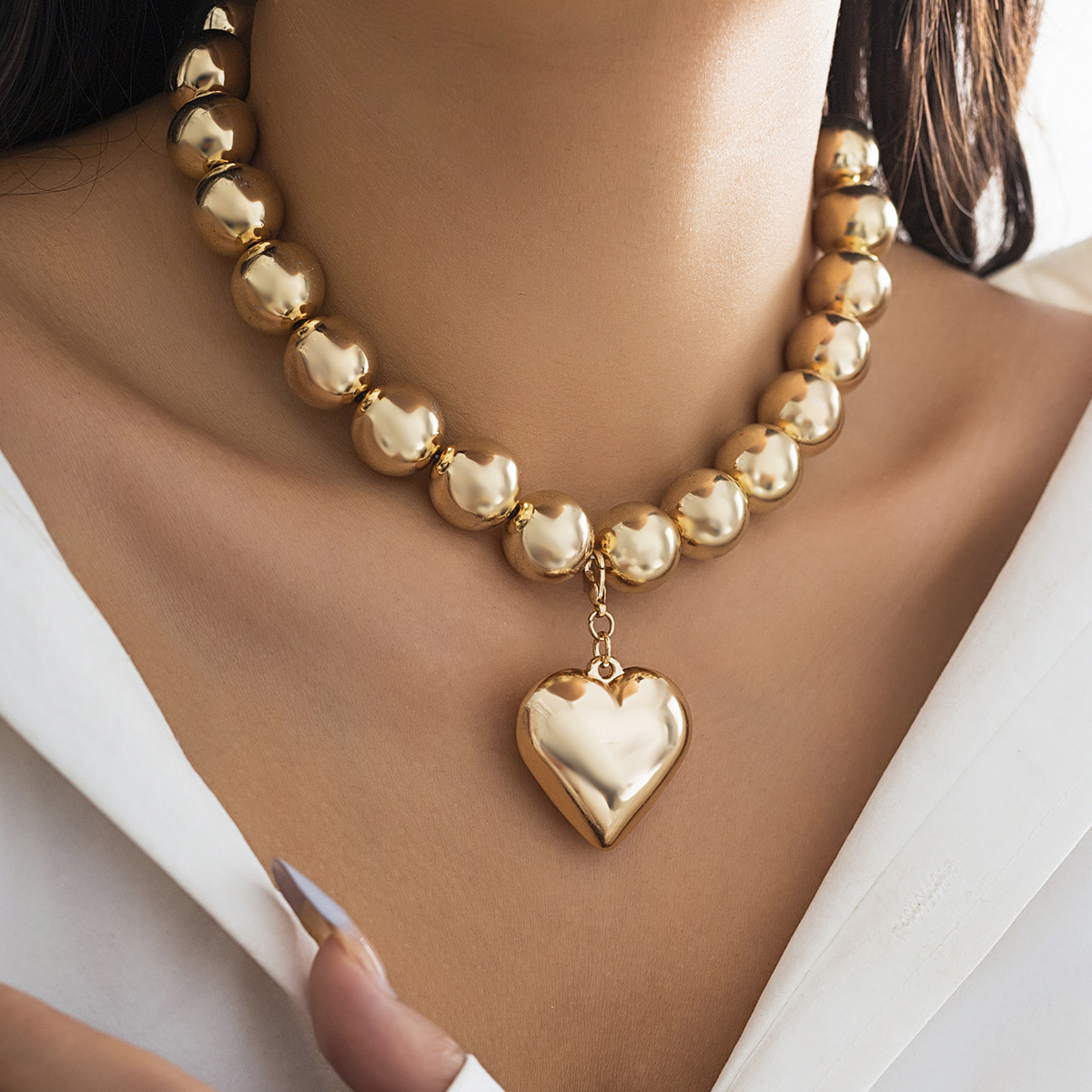 Collar de cuentas geométricas con cuentas redondas grandes estilo punk y cadena de clavícula para mujer, venta caliente en Europa y América, mayorista transfronterizo image 8