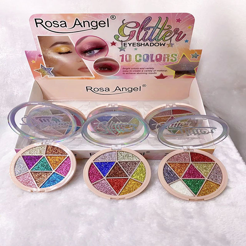 Comercio exterior transfronterizo Rosa Ángel 9-color lentejuelas brillante brillo polvo nacarado etapa maquillaje vacaciones maquillaje al por mayor image 2