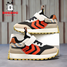 巴布豆女童鞋2025秋季新款防滑中大童运动鞋皮面防水低帮男童板鞋