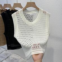 镂空无袖背心女夏季韩版2024新款设计感外搭叠穿显瘦短款别致上衣