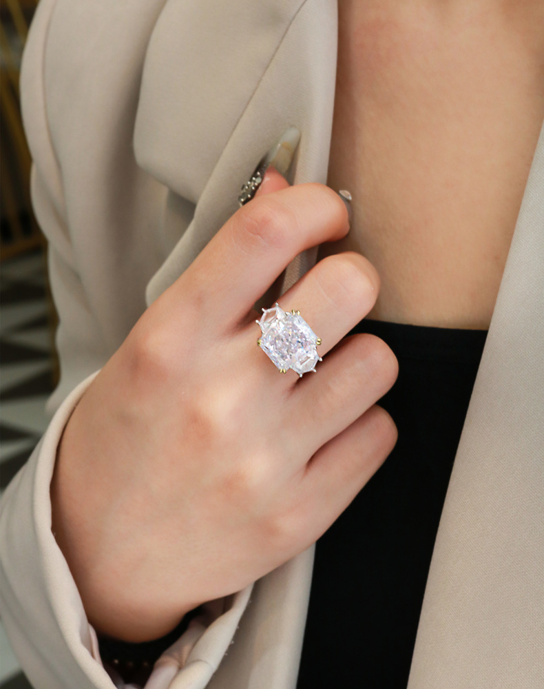 Fashion Geometric Sterling Silver Inlay Zircon Rings 1 Piece