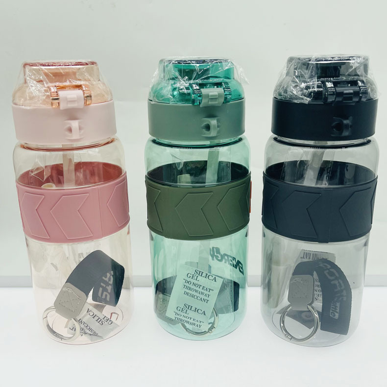 Jinshi 2008-739 850ml nueva taza de beber directa taza de plástico de negocios tapa elástica cuerda de elevación simple taza de plástico