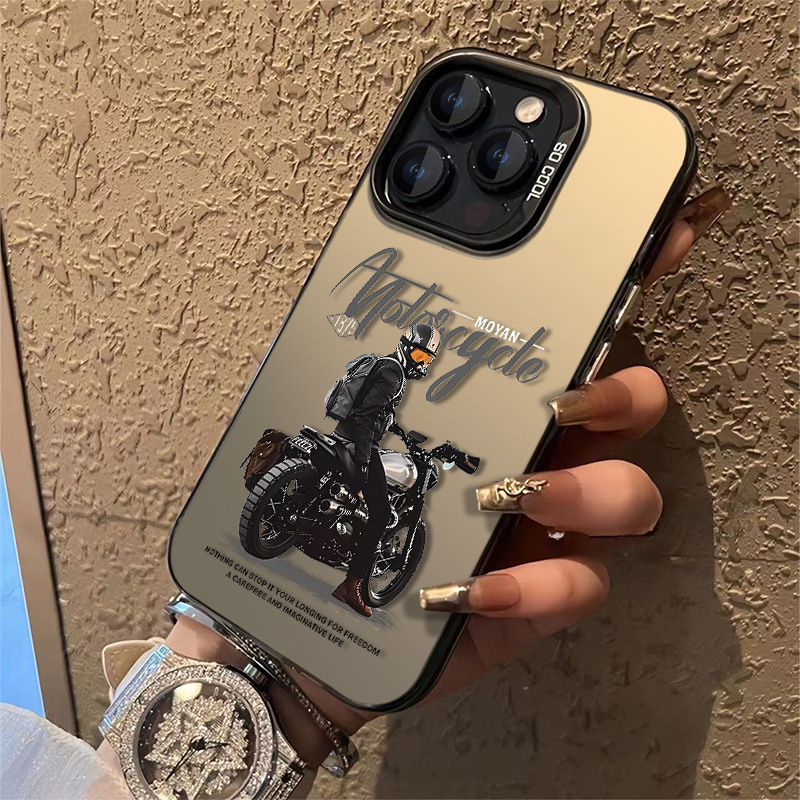 Apple 16 Mobile Phone Case 15pro Suitable for iphone11max Trendy Men's Motorcycle 12 Color Silver MD Protective Case 14plus Apple 16 Mobile Phone Case 15pro Suitable for iphone11max Trendy Men's Motorcycle 12 Color Silver MD Protective Case 14plus