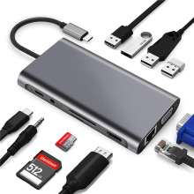 2110 11IN1 USB-C TO HDTV4K30 VGA RJ45 USB3.0 TF SD PD AUDIO