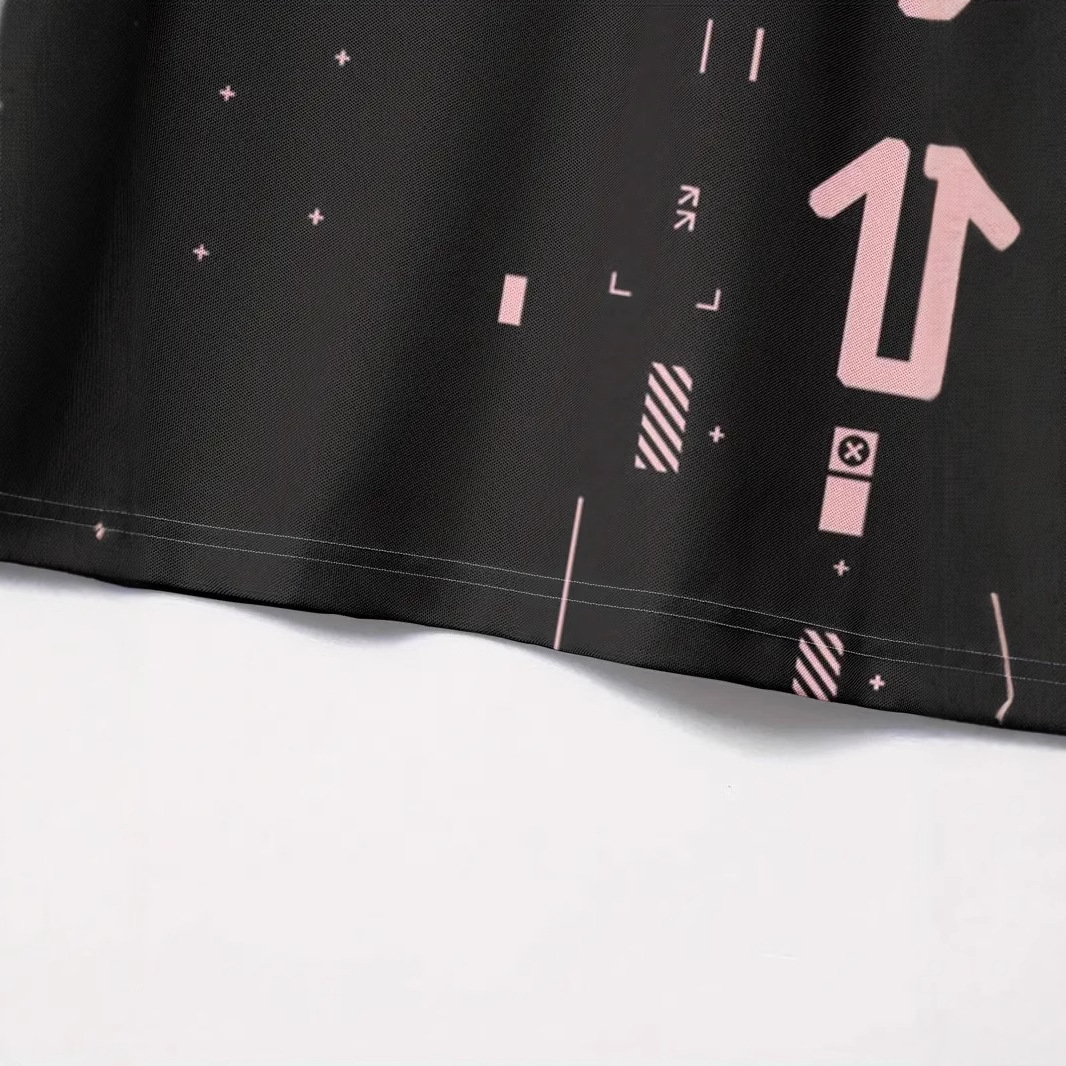 Tecnología geométrica patrón de color de contraste 3D impresión digital para hombres primavera y otoño suelta transpirable manga larga botones cuello POLO camisa