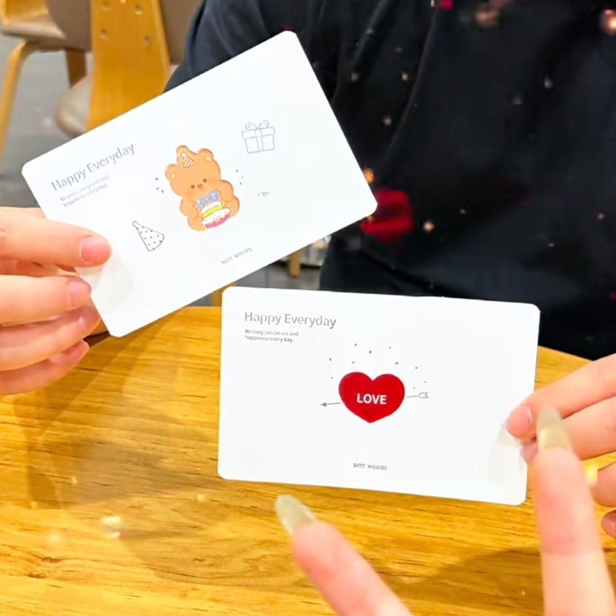 爆款弹指爱心创意留言明信片魔术贺卡支持各类创意卡片定 制批发