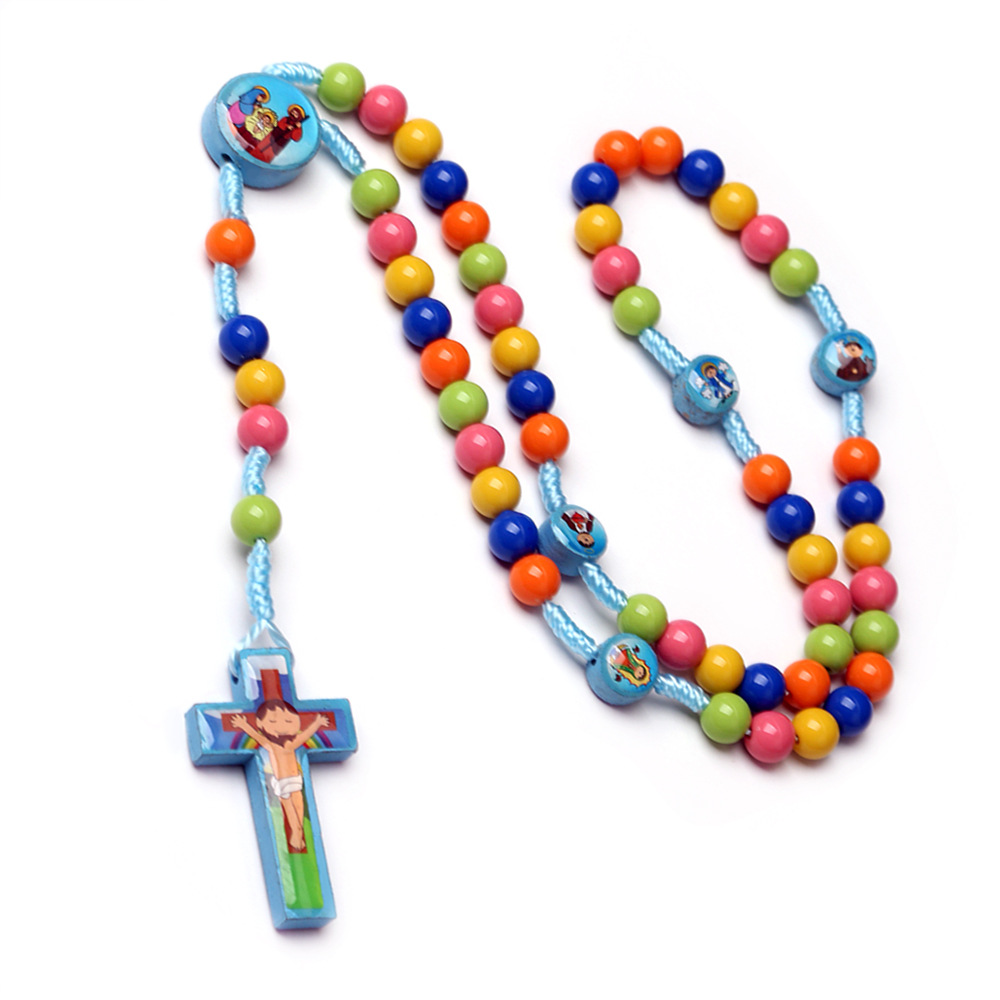 Cartoon Style Cross Wood Epoxy Kid's Necklace display picture 3