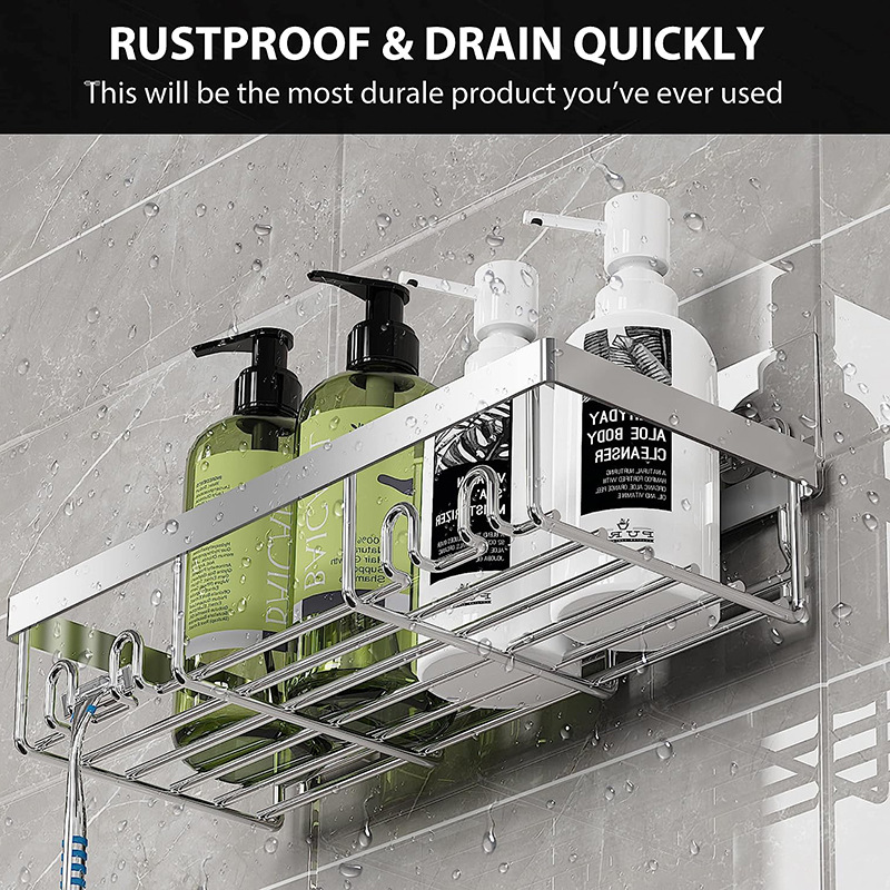 Fabricantes personalizados transfronterizos de hierro galvanizado estantes de baño sin perforación estantes de almacenamiento de baño estantes de jabón estantes de baño