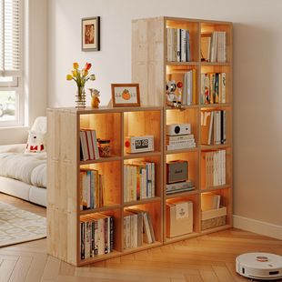 All Solid Wood Bookshelf Storage Rack Floor Living Room Sofa Partition Storage Rack Display Storage Cabinet Home Bookcase