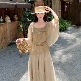 女装夏装 26夏款雪纺开衫+吊带+半身纱裙
